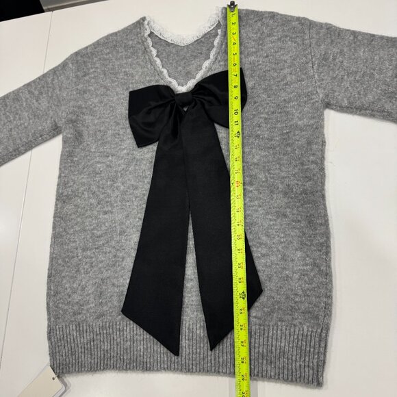 Commense Lace Trim Bow-Decor Draped Oversized Sweater NWT, Size S - Picture 15 of 17
